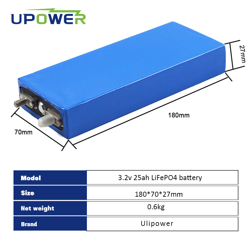 25000mAh 3.2V LiFePO4 Battery Cell 25000mAh Lithium Iron Phosphate Deep Cycles for Diy 12V 24V 36V 48V Solar Energy UPS Power
