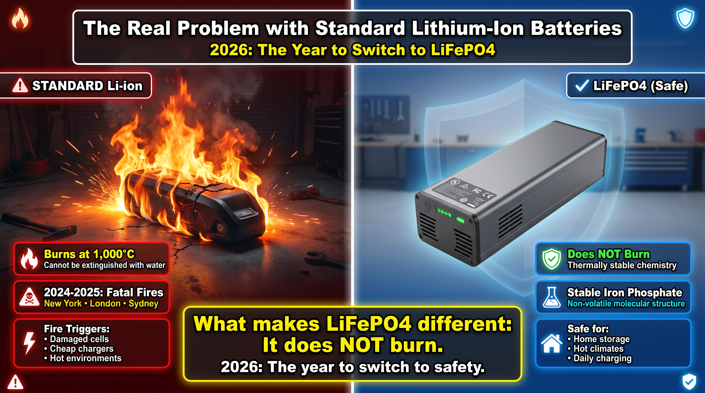 LiFePO4 vs Li-ion Safety Comparison