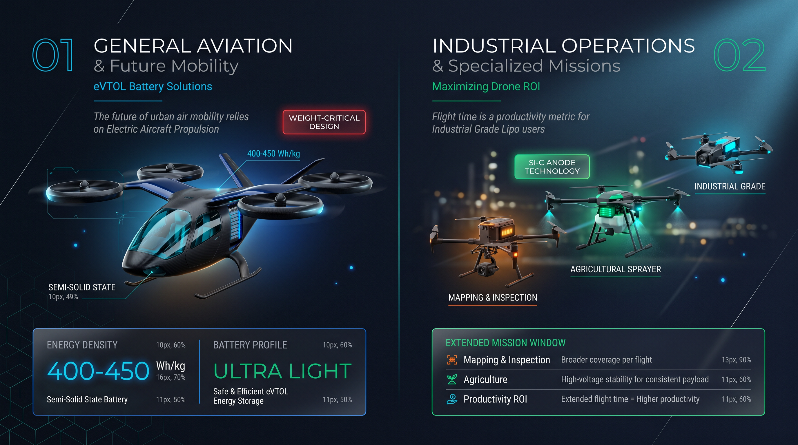 eVTOL and Industrial Drone Battery Solutions - Premium Design
